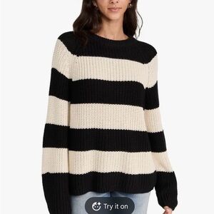 Velvet by Graham and Spencer Ciara-Black and Cream Striped Sweater
